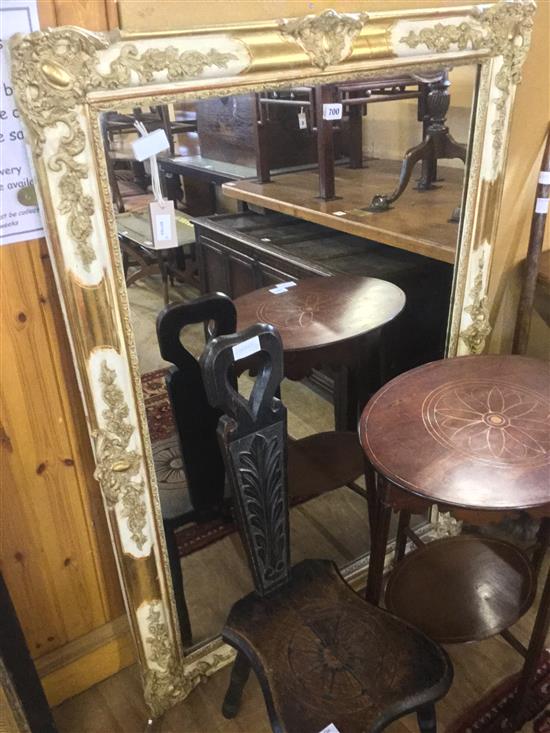 Cream and gilt-framed large rectangular mirror